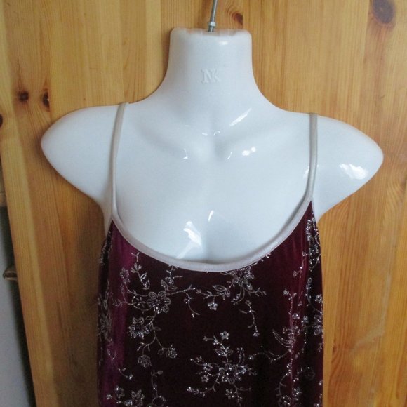 Purple Velour w/ Silver Design Party Dress 1X - Picture 2 of 12
